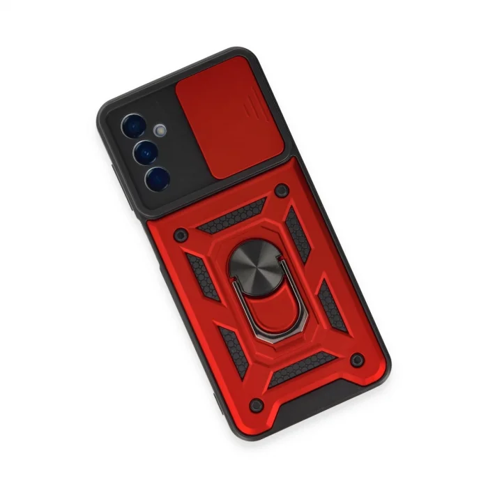 BUĞZ Samsung Galaxy M14 5g Kılıf Pars Lens Yüzüklü Silikon - Kırmızı