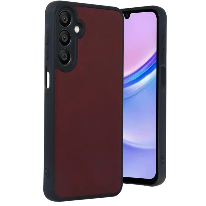 BUĞZ Samsung Galaxy M15 Kılıf Aras Deri Kapak - Bordo