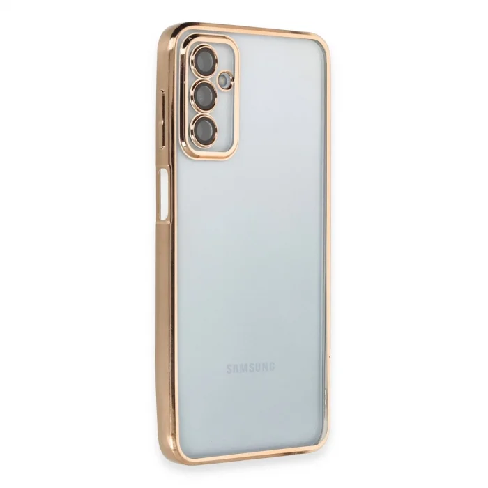 BUĞZ Samsung Galaxy M23 Kılıf Razer Lensli Silikon - Gold