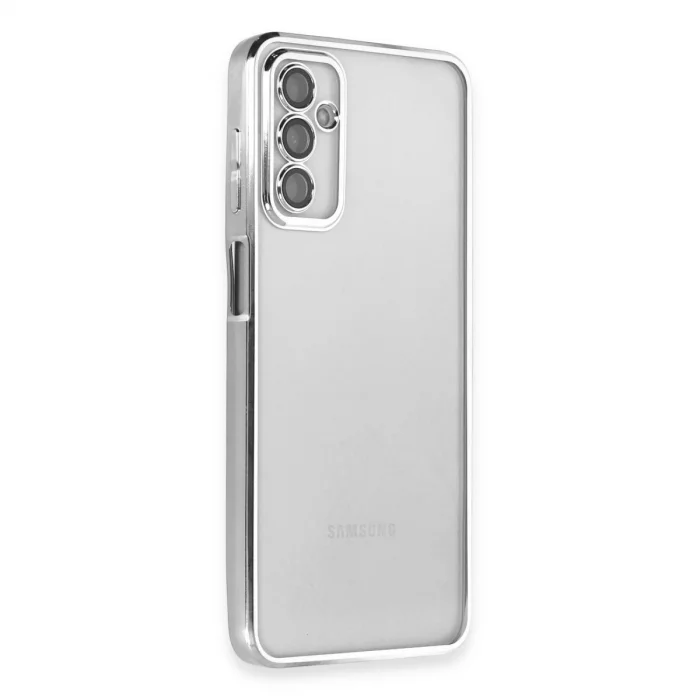 BUĞZ Samsung Galaxy M23 Kılıf Razer Lensli Silikon - Gümüş