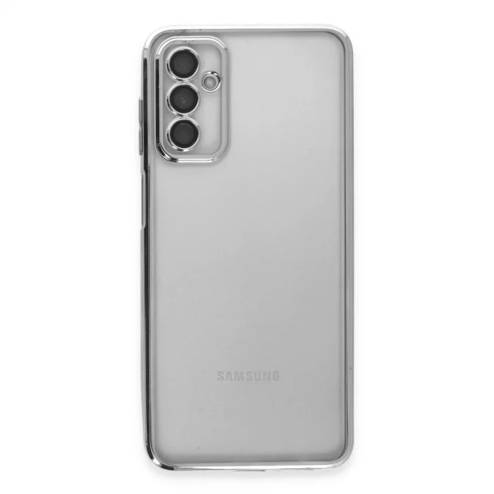 BUĞZ Samsung Galaxy M23 Kılıf Razer Lensli Silikon - Gümüş