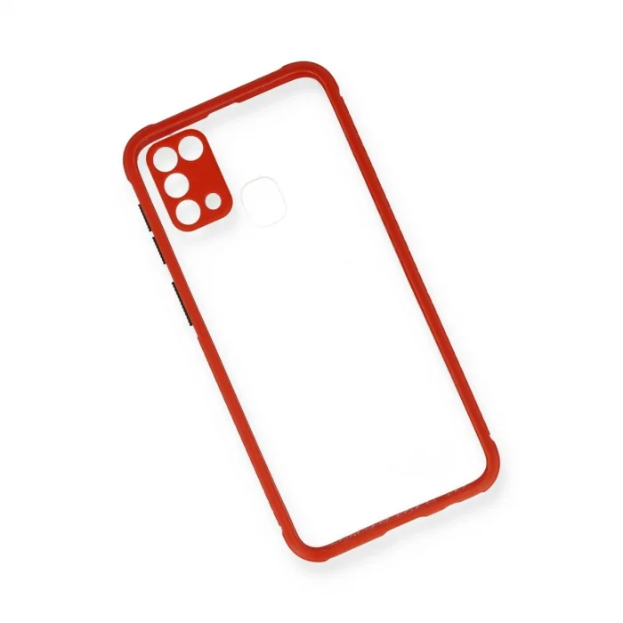 BUĞZ Samsung Galaxy M31 Kılıf Miami Şeffaf Silikon - Kırmızı
