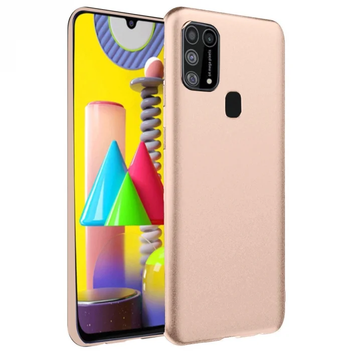 BUĞZ Samsung Galaxy M31 Kılıf Nano İçi Kadife Silikon - Pudra