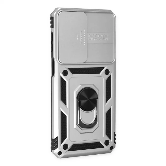 BUĞZ Samsung Galaxy M33 Kılıf Pars Lens Yüzüklü Silikon - Gümüş