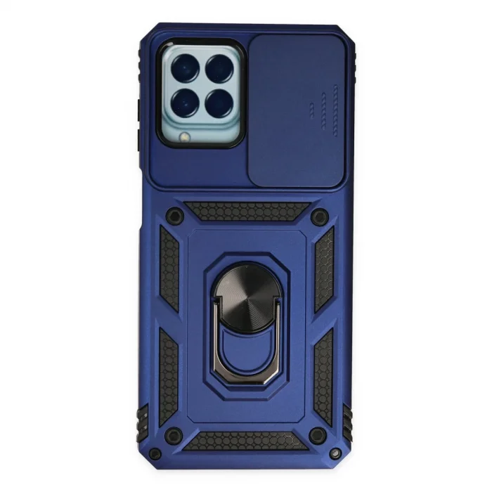 BUĞZ Samsung Galaxy M33 Kılıf Pars Lens Yüzüklü Silikon - Lacivert