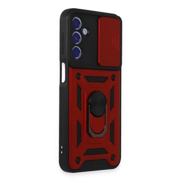 BUĞZ Samsung Galaxy M34 5g Kılıf Pars Lens Yüzüklü Silikon - Kırmızı