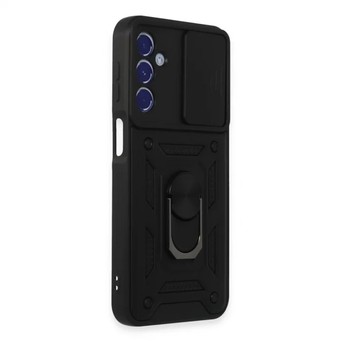 BUĞZ Samsung Galaxy M34 5g Kılıf Pars Lens Yüzüklü Silikon - Siyah