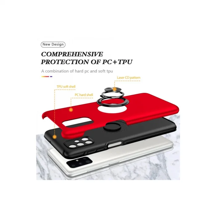 BUĞZ Samsung Galaxy M51 Kılıf Elit Yüzüklü Kapak - Kırmızı