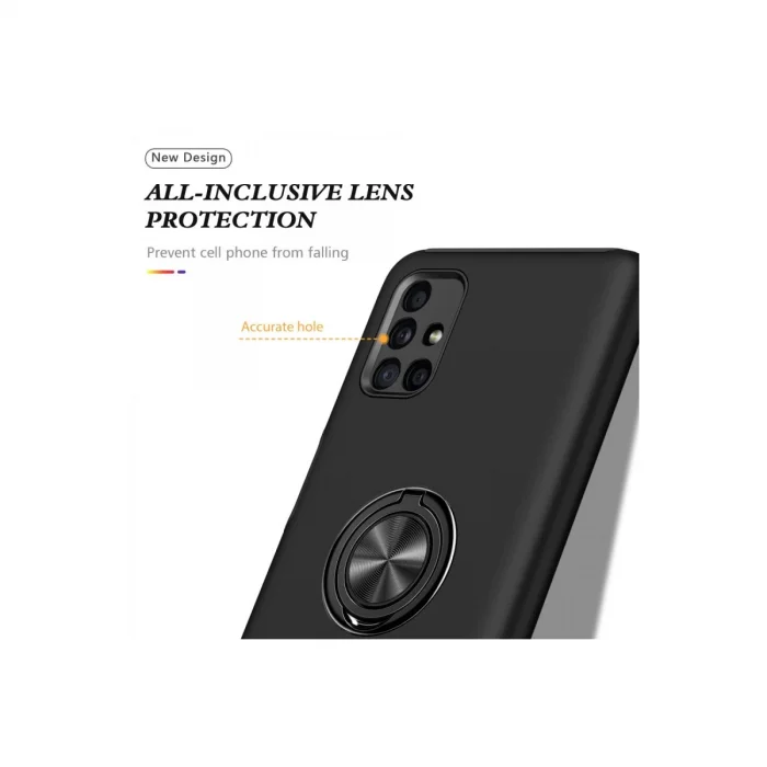 BUĞZ Samsung Galaxy M51 Kılıf Elit Yüzüklü Kapak - Siyah