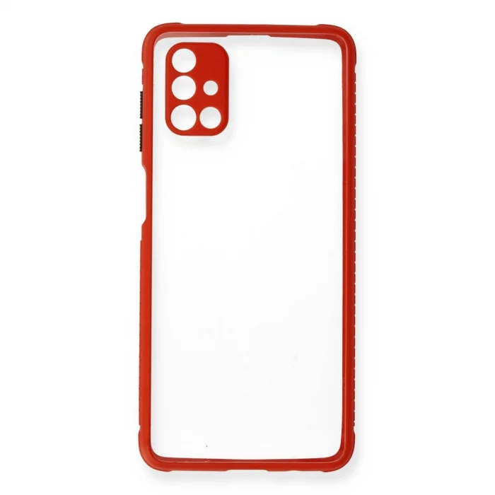 BUĞZ Samsung Galaxy M51 Kılıf Miami Şeffaf Silikon - Kırmızı