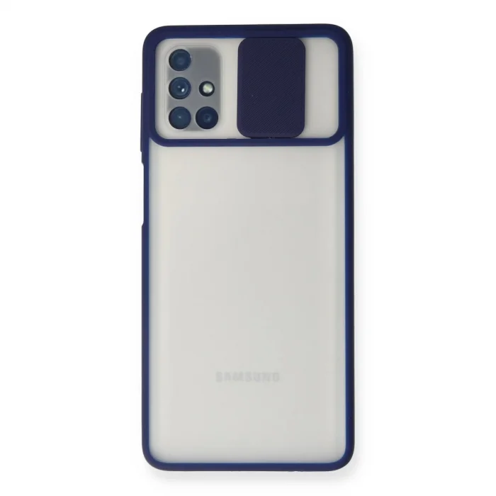 BUĞZ Samsung Galaxy M51 Kılıf Palm Buzlu Kamera Sürgülü Silikon - Lacivert