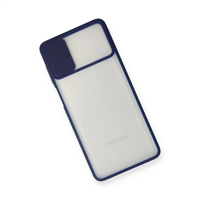 BUĞZ Samsung Galaxy M51 Kılıf Palm Buzlu Kamera Sürgülü Silikon - Lacivert
