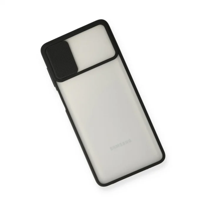 BUĞZ Samsung Galaxy M51 Kılıf Palm Buzlu Kamera Sürgülü Silikon - Siyah