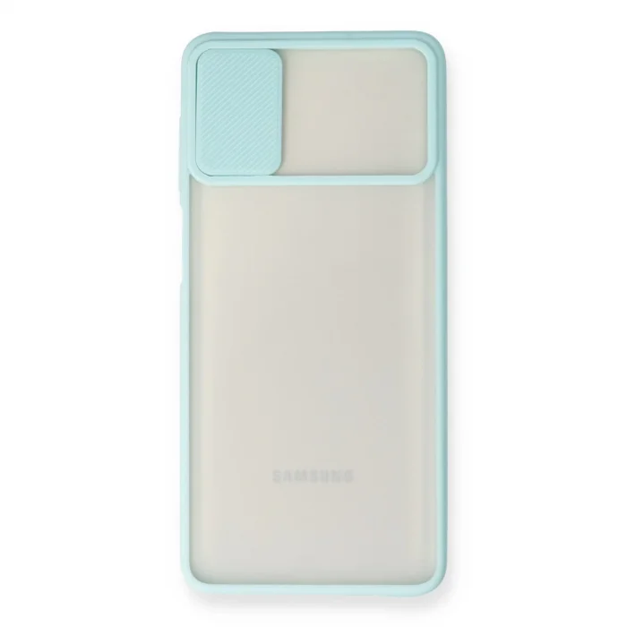 BUĞZ Samsung Galaxy M51 Kılıf Palm Buzlu Kamera Sürgülü Silikon - Turkuaz