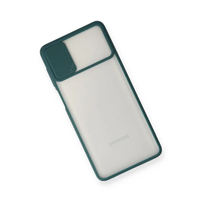 BUĞZ Samsung Galaxy M51 Kılıf Palm Buzlu Kamera Sürgülü Silikon - Yeşil