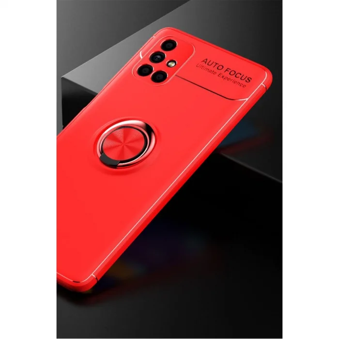 BUĞZ Samsung Galaxy M51 Kılıf Range Yüzüklü Silikon - Kırmızı