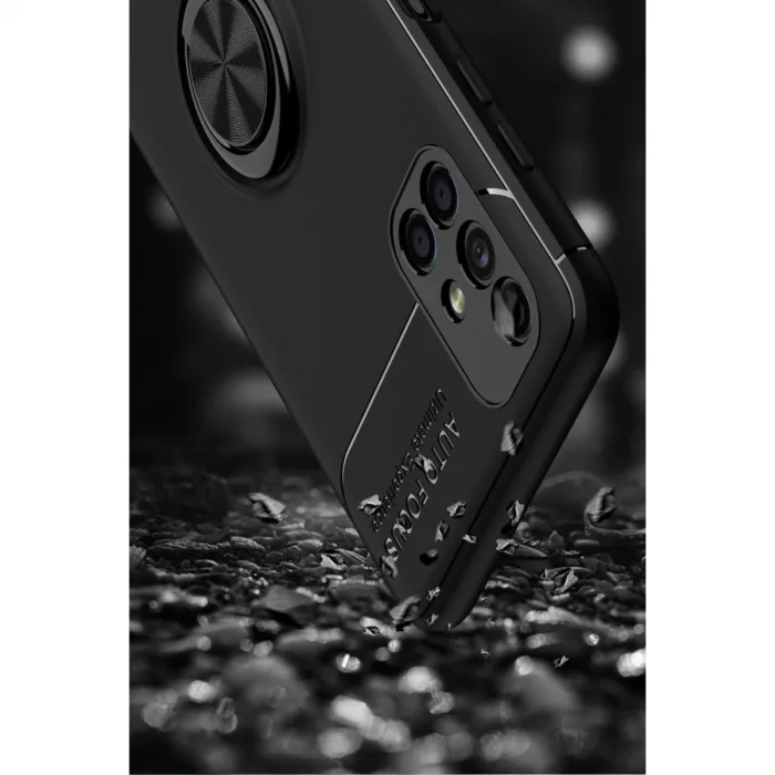 BUĞZ Samsung Galaxy M51 Kılıf Range Yüzüklü Silikon - Siyah-kırmızı