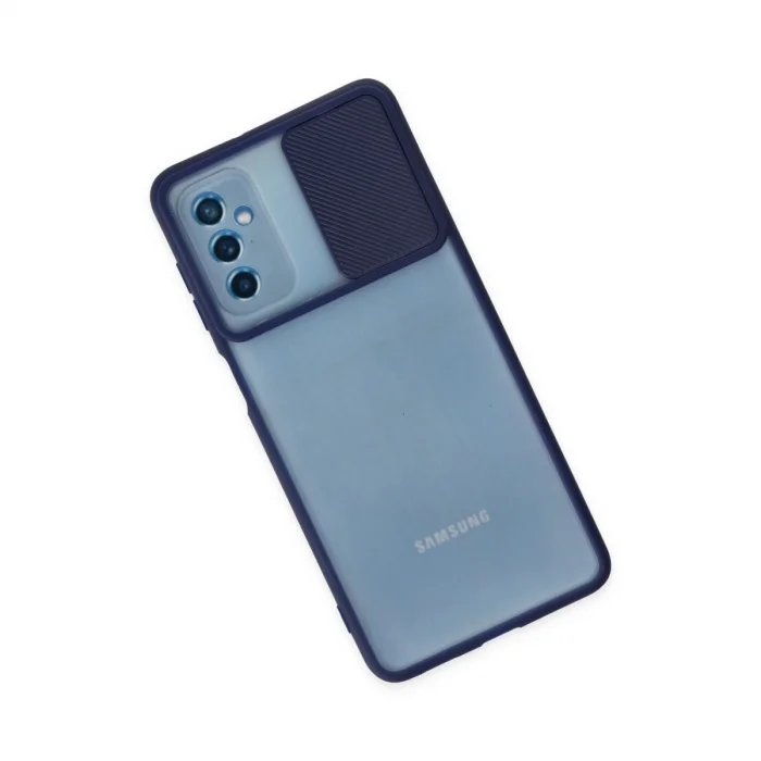 BUĞZ Samsung Galaxy M52 5g Kılıf Palm Buzlu Kamera Sürgülü Silikon - Lacivert