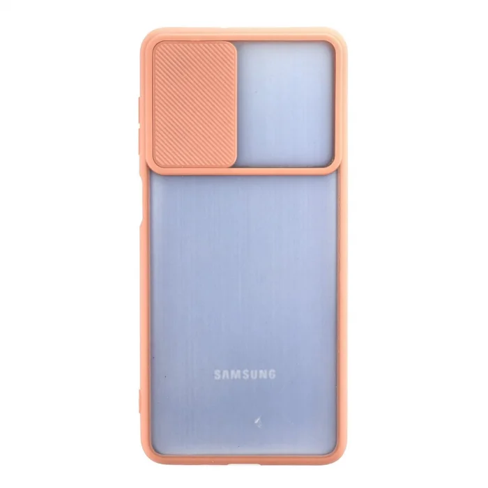 BUĞZ Samsung Galaxy M52 5g Kılıf Palm Buzlu Kamera Sürgülü Silikon - Pembe