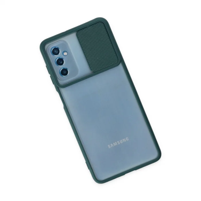 BUĞZ Samsung Galaxy M52 5g Kılıf Palm Buzlu Kamera Sürgülü Silikon - Yeşil