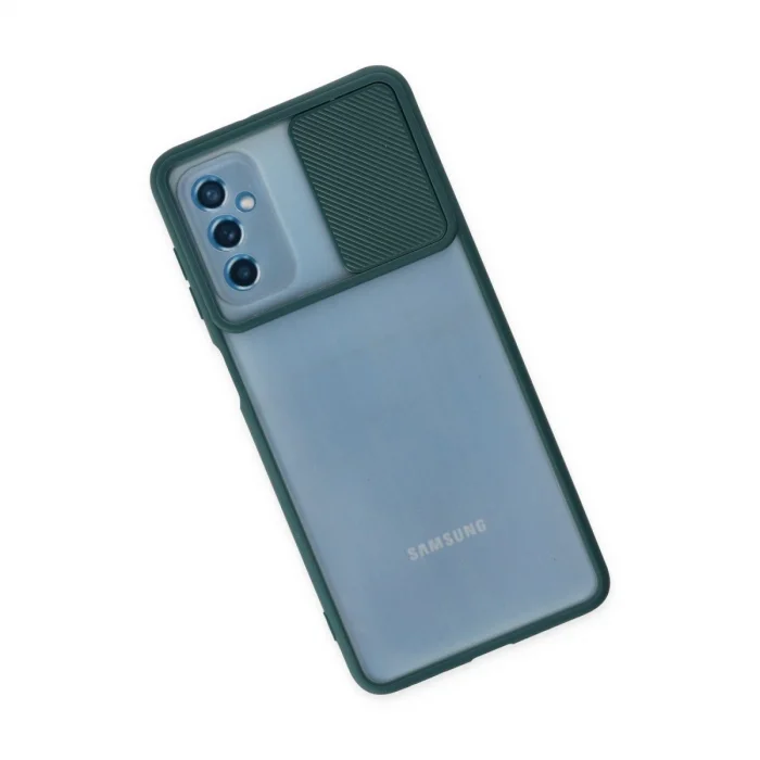 BUĞZ Samsung Galaxy M52 5g Kılıf Palm Buzlu Kamera Sürgülü Silikon - Yeşil