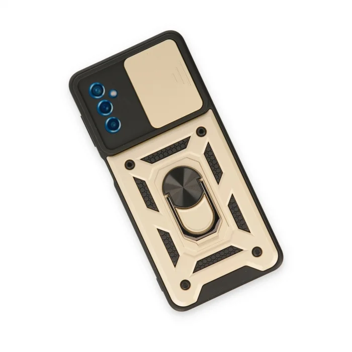 BUĞZ Samsung Galaxy M52 5g Kılıf Pars Lens Yüzüklü Silikon - Gold