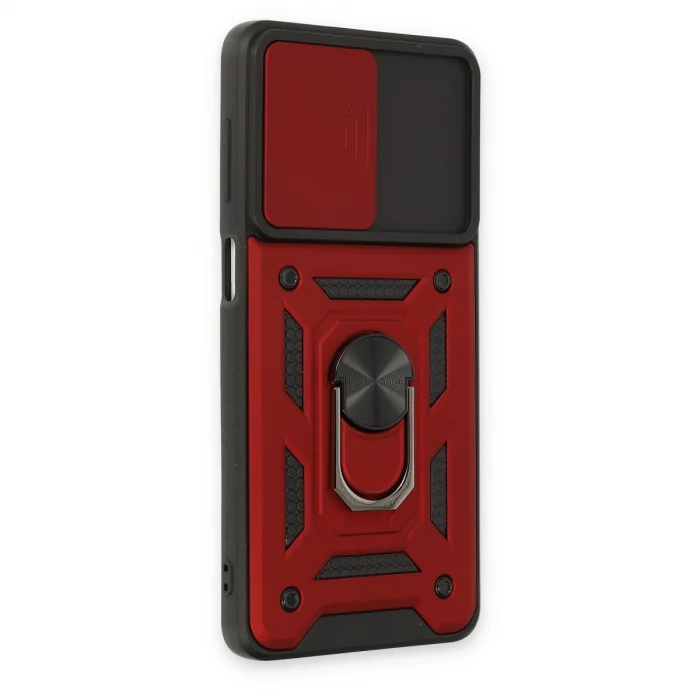 BUĞZ Samsung Galaxy M52 5g Kılıf Pars Lens Yüzüklü Silikon - Kırmızı