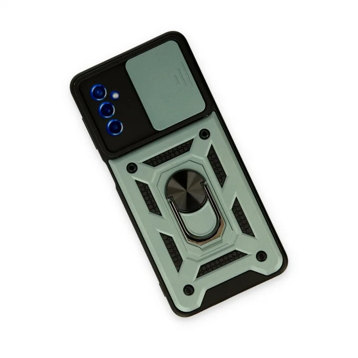 BUĞZ Samsung Galaxy M52 5g Kılıf Pars Lens Yüzüklü Silikon - Yeşil