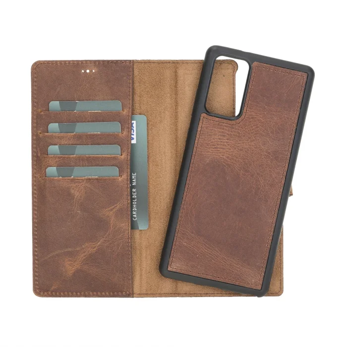  Samsung Galaxy Note 20 Uyumlu Deri Cüzdanlı Kılıf G2 Kahve