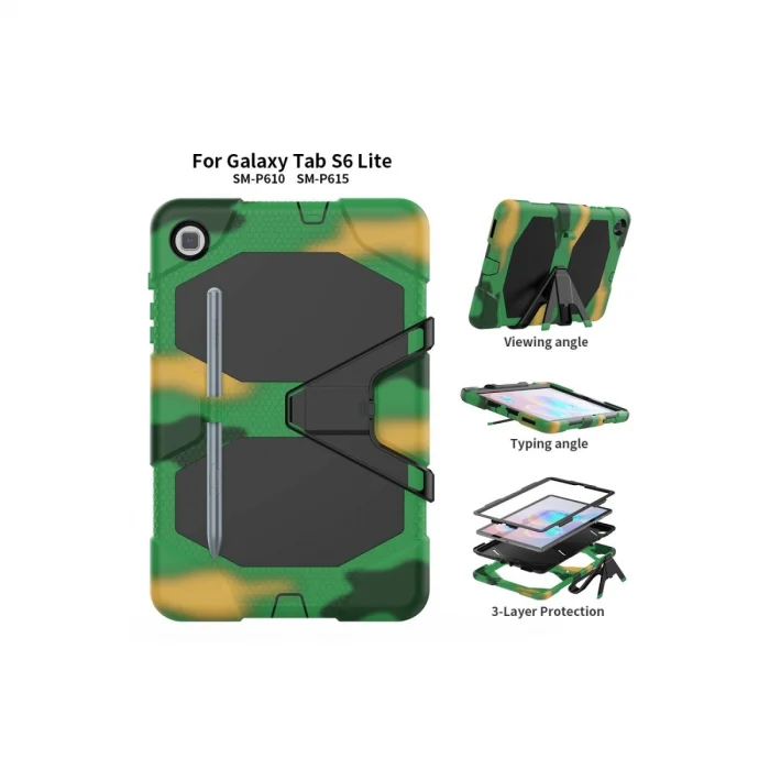 BUĞZ Samsung Galaxy P610 Tab S6 Lite 10.4 Kılıf Griffin Tablet Kapak - Kamuflaj