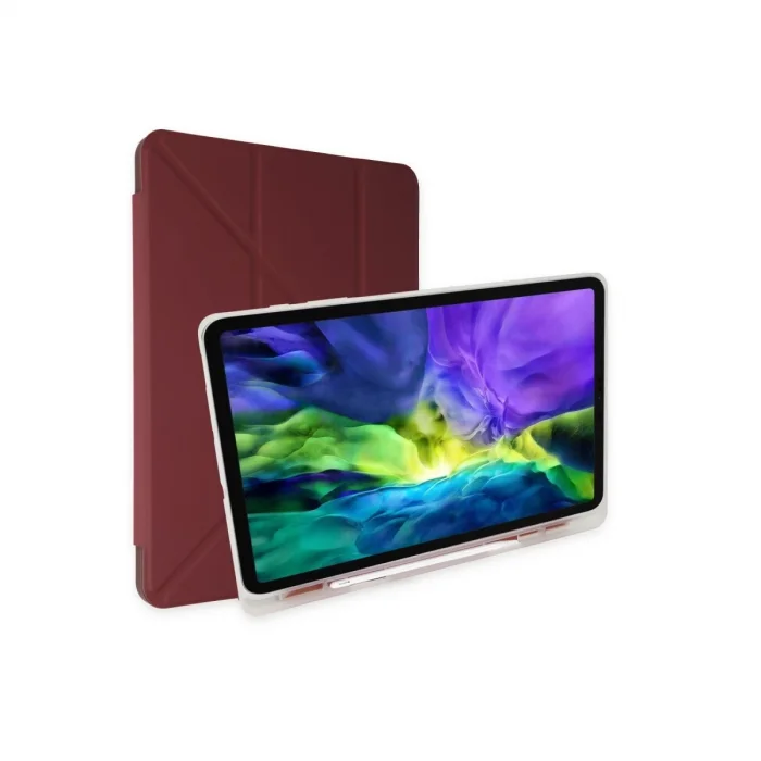 BUĞZ Samsung Galaxy P610 Tab S6 Lite 10.4 Kılıf Kalemlikli Mars Tablet Kılıfı - Mürdüm