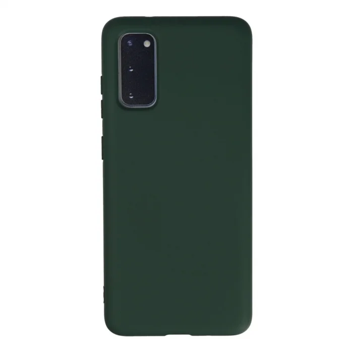 BUĞZ Samsung Galaxy S20 Kılıf Nano İçi Kadife Silikon - Koyu Yeşil