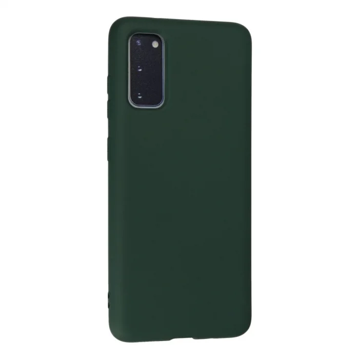 BUĞZ Samsung Galaxy S20 Kılıf Nano İçi Kadife Silikon - Koyu Yeşil