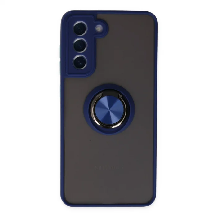 BUĞZ Samsung Galaxy S21 Fe Kılıf Montreal Yüzüklü Silikon Kapak - Lacivert