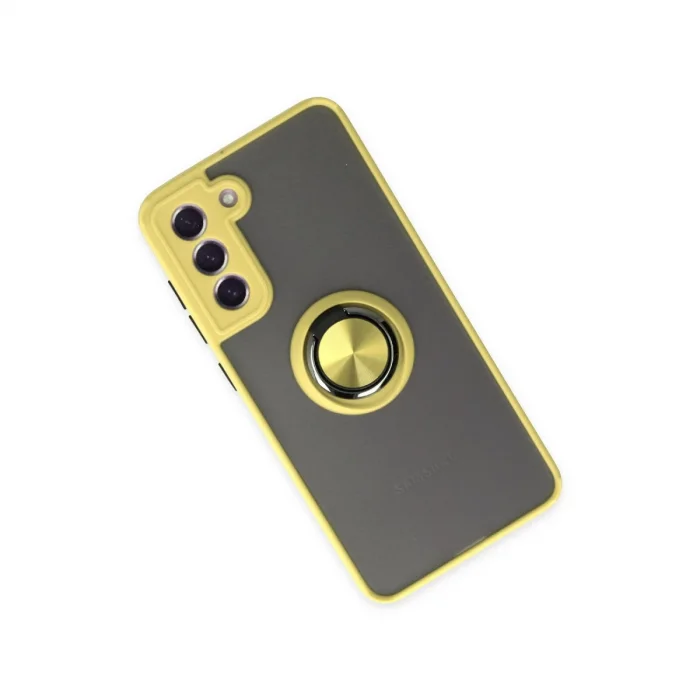 BUĞZ Samsung Galaxy S21 Fe Kılıf Montreal Yüzüklü Silikon Kapak - Sarı