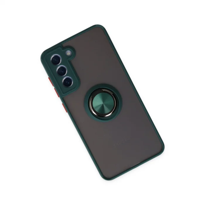 BUĞZ Samsung Galaxy S21 Fe Kılıf Montreal Yüzüklü Silikon Kapak - Yeşil