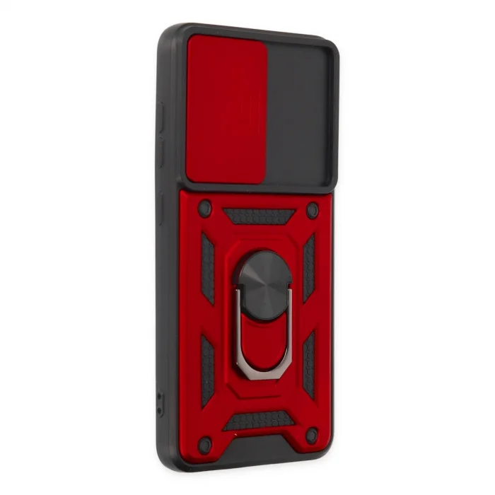 BUĞZ Samsung Galaxy S21 Fe Kılıf Pars Lens Yüzüklü Silikon - Kırmızı