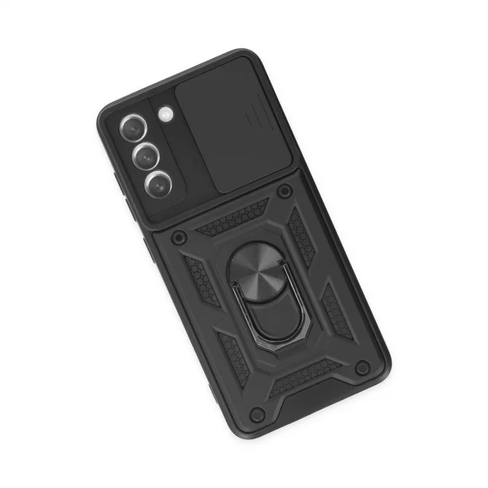 BUĞZ Samsung Galaxy S21 Fe Kılıf Pars Lens Yüzüklü Silikon - Siyah