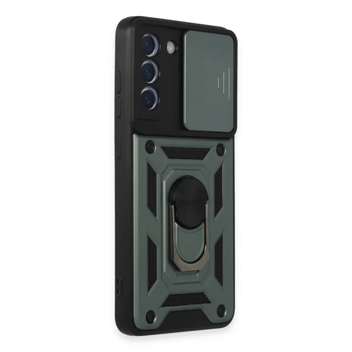 BUĞZ Samsung Galaxy S21 Fe Kılıf Pars Lens Yüzüklü Silikon - Yeşil