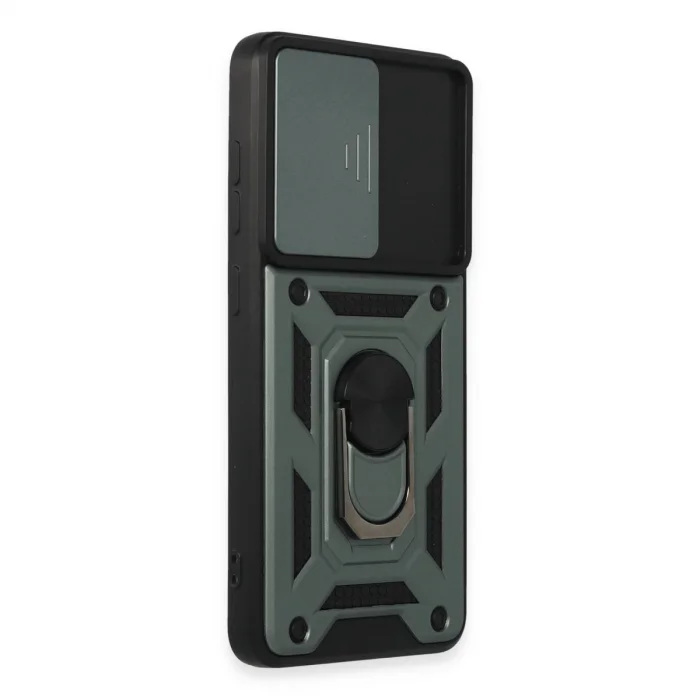 BUĞZ Samsung Galaxy S21 Fe Kılıf Pars Lens Yüzüklü Silikon - Yeşil