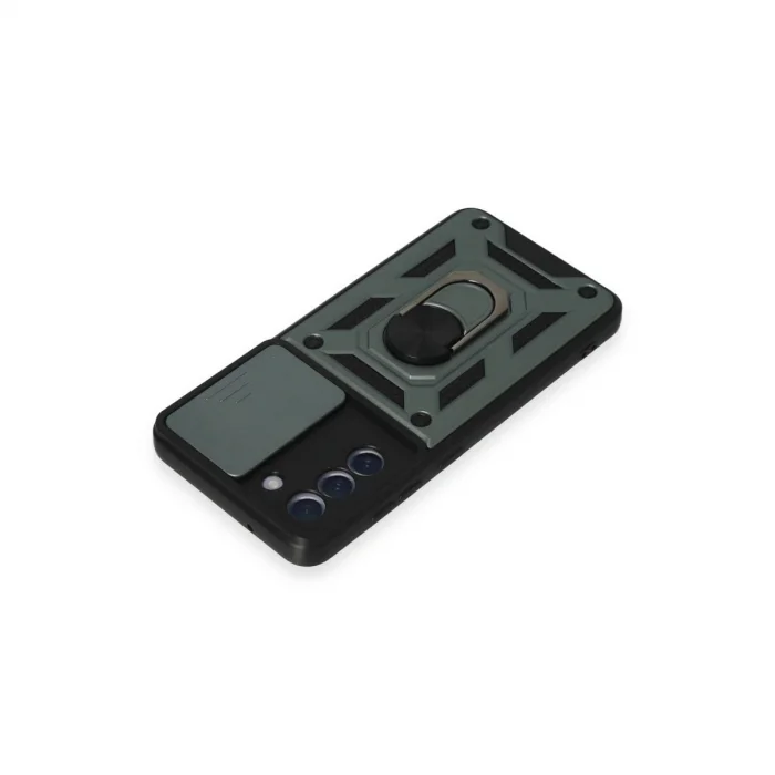 BUĞZ Samsung Galaxy S21 Fe Kılıf Pars Lens Yüzüklü Silikon - Yeşil