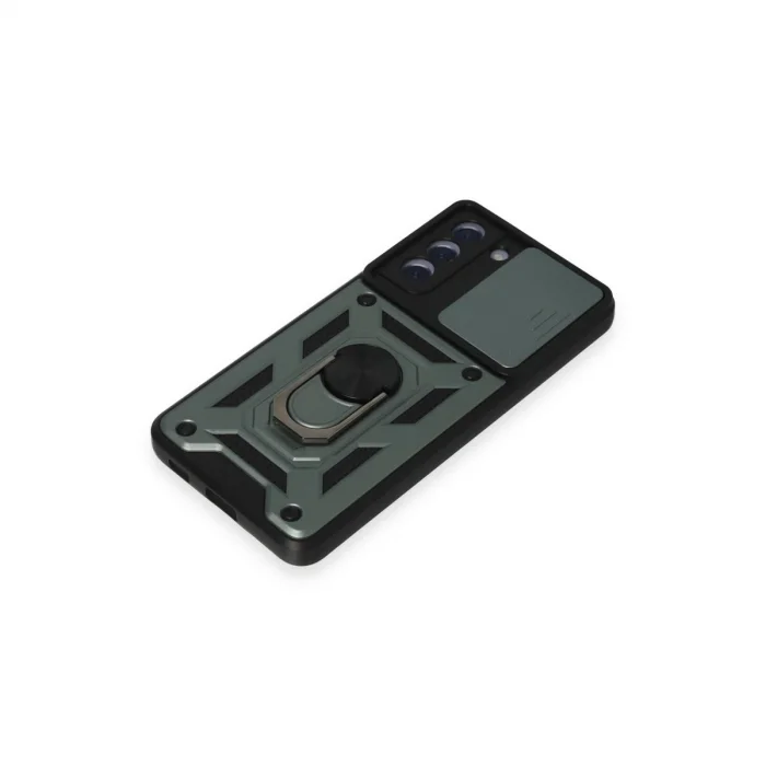 BUĞZ Samsung Galaxy S21 Fe Kılıf Pars Lens Yüzüklü Silikon - Yeşil