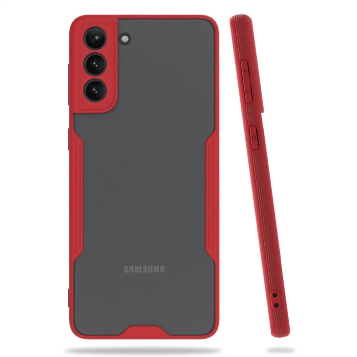 BUĞZ Samsung Galaxy S21 Plus Kılıf Platin Silikon - Kırmızı