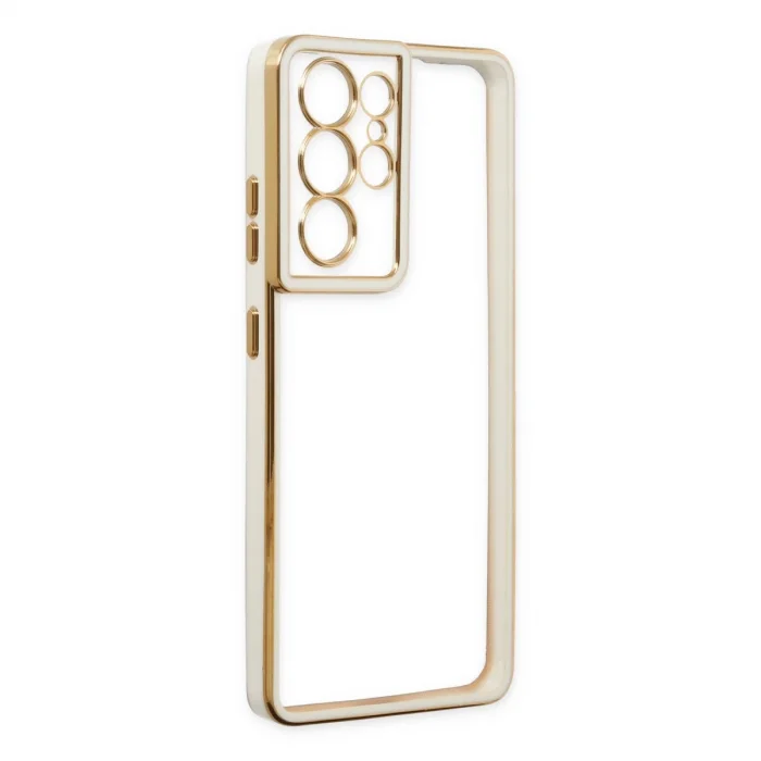 BUĞZ Samsung Galaxy S21 Ultra Kılıf Liva Lens Silikon - Beyaz