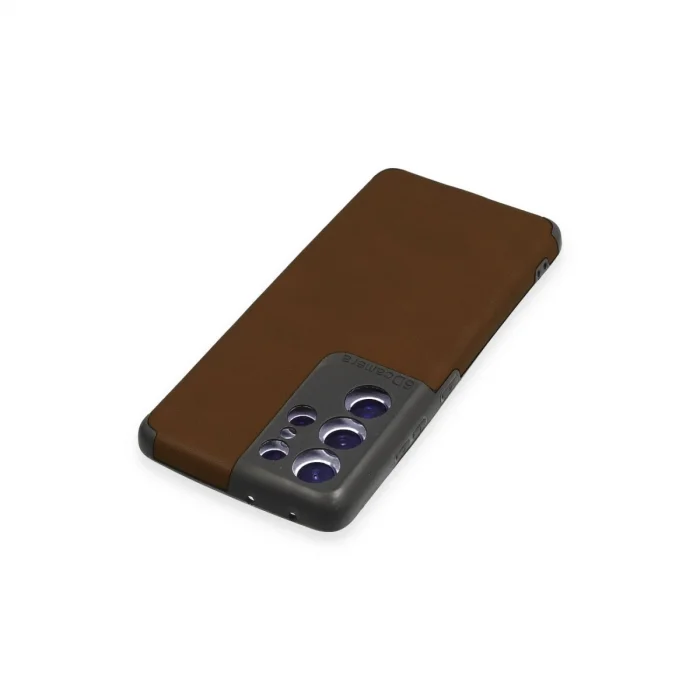 BUĞZ Samsung Galaxy S21 Ultra Kılıf Loop Deri Silikon - Kahverengi