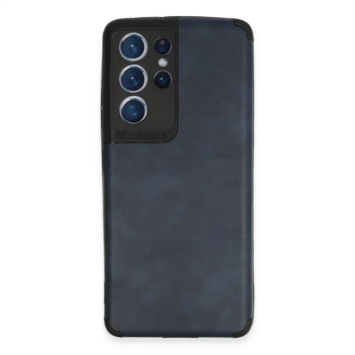BUĞZ Samsung Galaxy S21 Ultra Kılıf Loop Deri Silikon - Lacivert