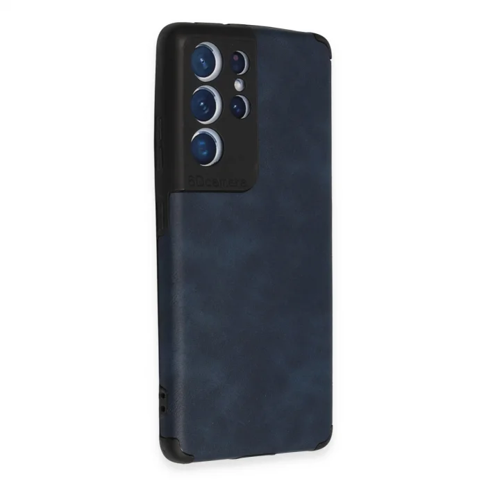 BUĞZ Samsung Galaxy S21 Ultra Kılıf Loop Deri Silikon - Lacivert