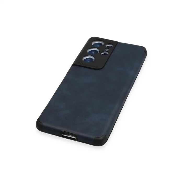 BUĞZ Samsung Galaxy S21 Ultra Kılıf Loop Deri Silikon - Lacivert