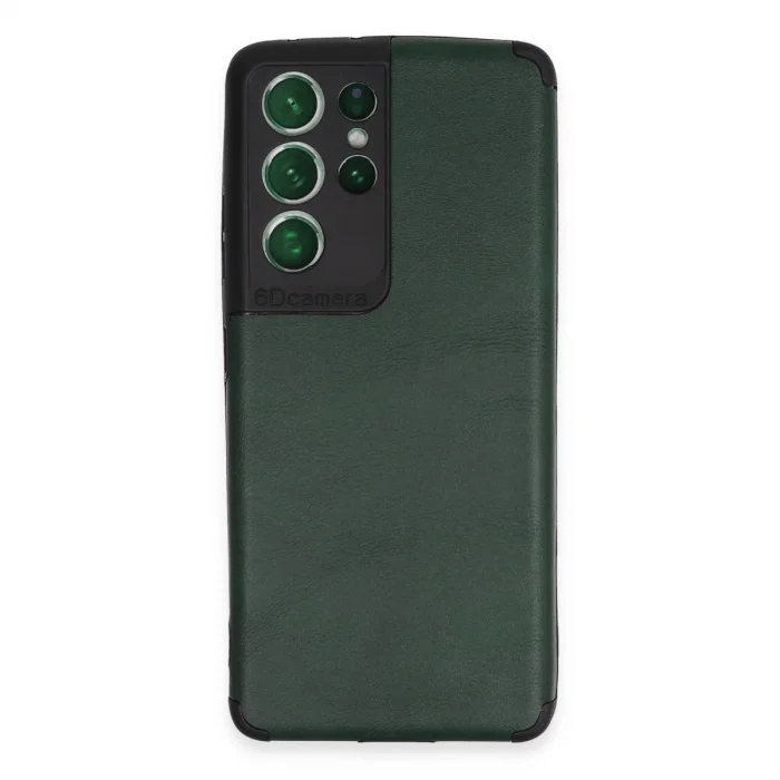 BUĞZ Samsung Galaxy S21 Ultra Kılıf Loop Deri Silikon - Yeşil