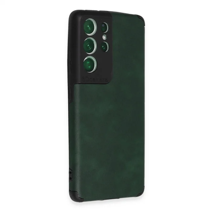 BUĞZ Samsung Galaxy S21 Ultra Kılıf Loop Deri Silikon - Yeşil